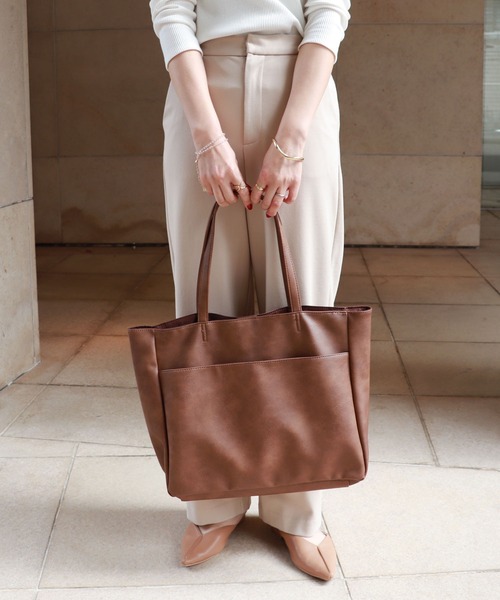 合成皮革A4トートバッグ（トートバッグ）｜andme（アンドミー