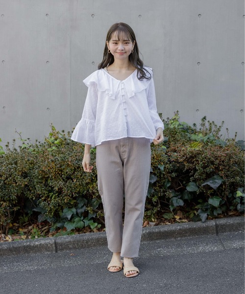 flower（フラワー）の「サニーデイズパンツ3（デニムパンツ・レディース・アイボリー/グレー/グリーン/パープル・FREE）」の21枚目の写真