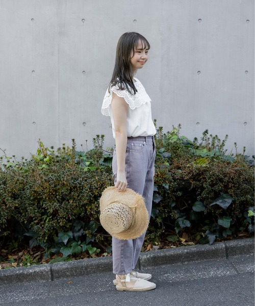 flower（フラワー）の「サニーデイズパンツ3（デニムパンツ・レディース・アイボリー/グレー/グリーン/パープル・FREE）」の14枚目の写真