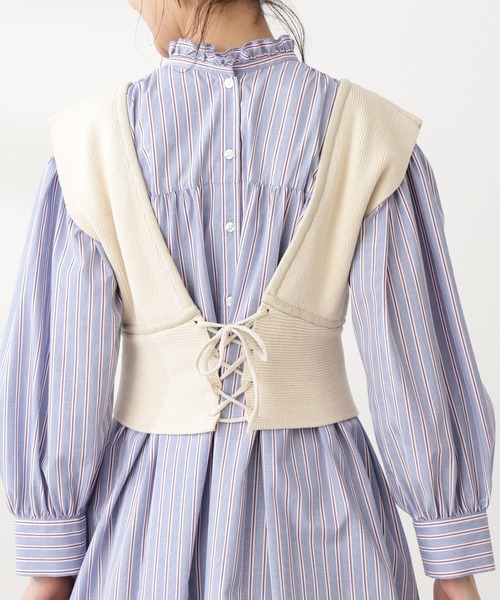 N.（N. Natural Beauty Basic）（エヌエヌナチュラルビューティーベーシック）の「◆リブニットジレ（その他トップス・レディース・ブラック/ライトベージュ・MEDIUM）」の10枚目の写真