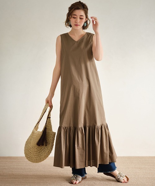 GeeRA(ジーラ)の「綿100%ギャザー切替ワンピース(ワンピース・レディース・カーキ/ブラック/オレンジ・LARGE/MEDIUM/X-LARGE)」の9枚目の写真