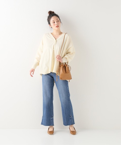 Simplicite(サンプリシテ)の「スウェットニットVカーディガン(カーディガン/ボレロ・レディース・ホワイト/ベージュ/グリーン・FREE)」の9枚目の写真