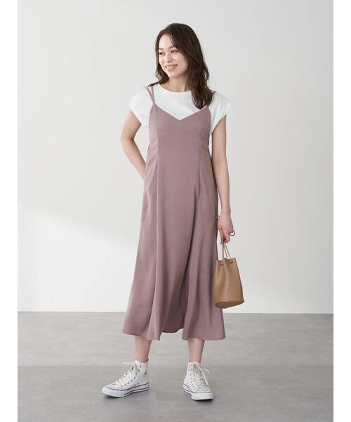 earth music&ecology(アースミュージックアンドエコロジー)の「SET2点マーメイドキャミワンピース+インナー *(ワンピース・レディース・ベージュ/サックスブルー/モカ・FREE)」の5枚目の写真