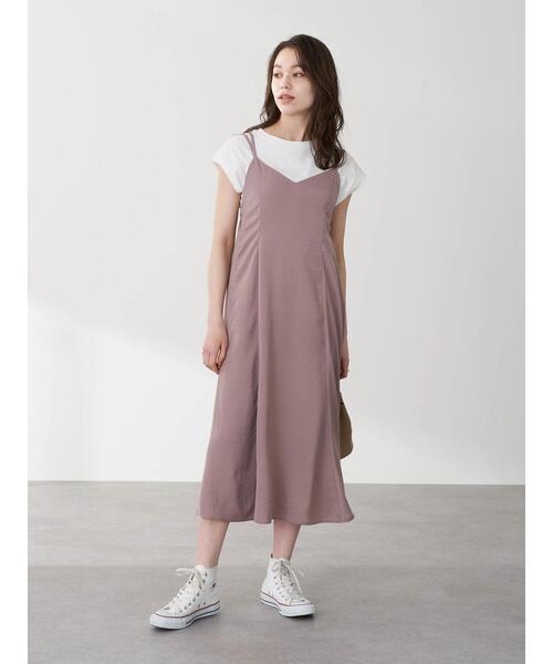 earth music&ecology(アースミュージックアンドエコロジー)の「SET2点マーメイドキャミワンピース+インナー *(ワンピース・レディース・ベージュ/サックスブルー/モカ・FREE)」の21枚目の写真