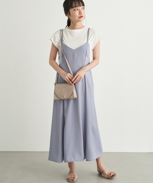 earth music&ecology(アースミュージックアンドエコロジー)の「SET2点マーメイドキャミワンピース+インナー *(ワンピース・レディース・ベージュ/サックスブルー/モカ・FREE)」の3枚目の写真