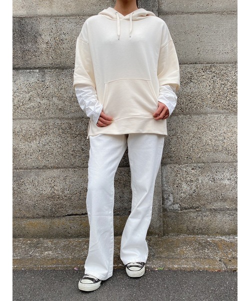 LiSeek（リシーク）の「【LiSeeK】スリーブドッキングスウェットＴＯＰ（スウェット・レディース・ホワイト/ブルー/ダークグレー・FREE）」の4枚目の写真