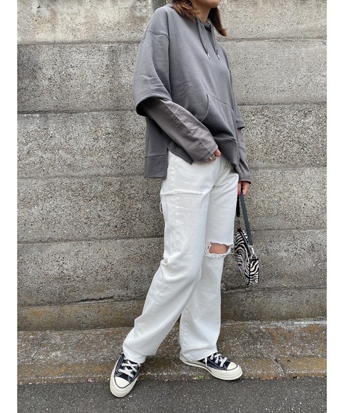 LiSeek（リシーク）の「【LiSeeK】スリーブドッキングスウェットＴＯＰ（スウェット・レディース・ホワイト/ブルー/ダークグレー・FREE）」の11枚目の写真