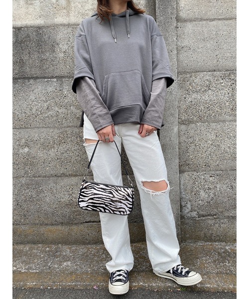 LiSeek（リシーク）の「【LiSeeK】スリーブドッキングスウェットＴＯＰ（スウェット・レディース・ホワイト/ブルー/ダークグレー・FREE）」の19枚目の写真