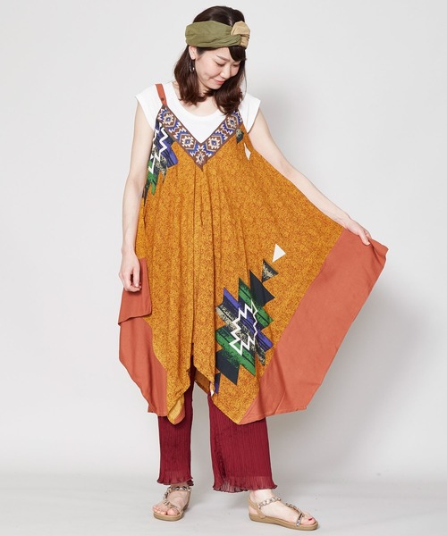 チャイハネ（チャイハネ）の「【チャイハネ】yul スピリットサロペット＆ワンピース 2WAY（サロペット/オーバーオール・レディース・ホワイト/ブラック/ブラウン/ブルー・FREE）」の9枚目の写真