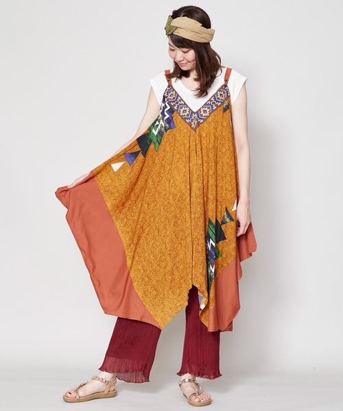 チャイハネ（チャイハネ）の「【チャイハネ】yul スピリットサロペット＆ワンピース 2WAY（サロペット/オーバーオール・レディース・ホワイト/ブラック/ブラウン/ブルー・FREE）」の8枚目の写真