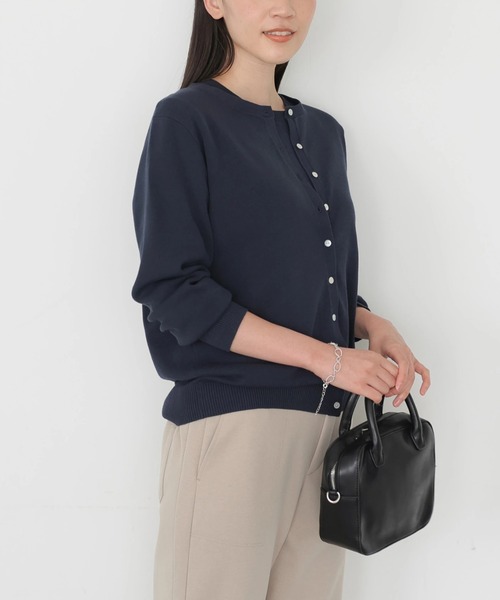 AMERICAN HOLIC（アメリカンホリック）の「クルーネックショートカーディガン　＊（カーディガン/ボレロ・レディース・ネイビー/その他7/サックスブルー/オフホワイト・L/M）」の4枚目の写真