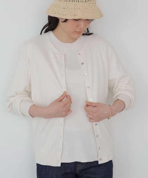 AMERICAN HOLIC（アメリカンホリック）の「クルーネックショートカーディガン　＊（カーディガン/ボレロ・レディース・ネイビー/その他7/サックスブルー/オフホワイト・L/M）」の3枚目の写真