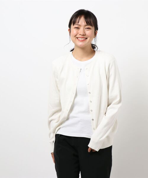 AMERICAN HOLIC（アメリカンホリック）の「クルーネックショートカーディガン　＊（カーディガン/ボレロ・レディース・ネイビー/その他7/サックスブルー/オフホワイト・L/M）」の5枚目の写真