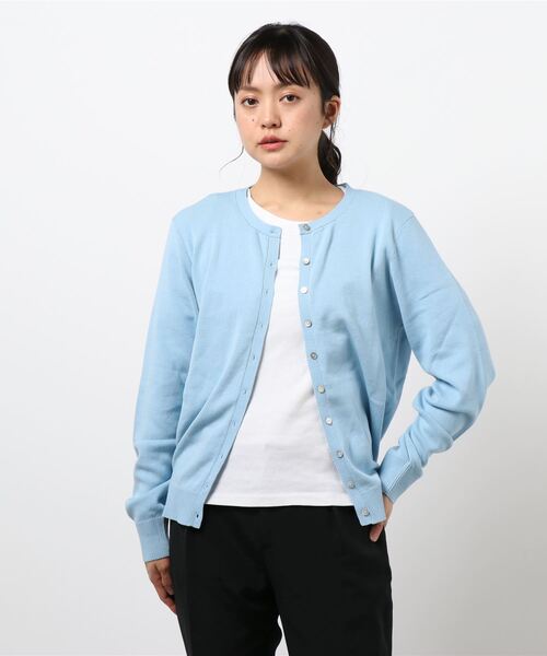 AMERICAN HOLIC（アメリカンホリック）の「クルーネックショートカーディガン　＊（カーディガン/ボレロ・レディース・ネイビー/その他7/サックスブルー/オフホワイト・L/M）」の6枚目の写真