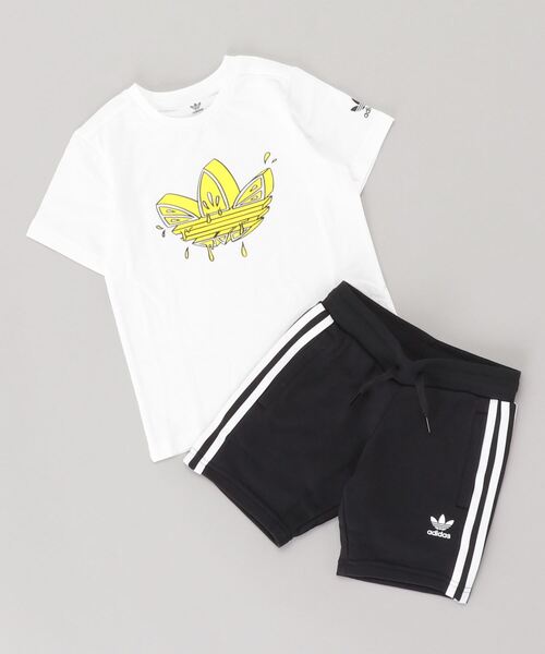 adidas(アディダス)の「グラフィック トレフォイル ショーツ&Tシャツセット / アディダスオリジナルス (キッズ/子供用)(Tシャツ/カットソー・キッズ・ホワイト系その他・100/110/120/130)」の3枚目の写真