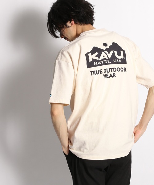 KAVU（カブー）の「【KAVU(カブー)】別注グリズリーロゴＴシャツ（Tシャツ/カットソー・メンズ・ブラック/オフホワイト/オレンジ・MEDIUM/LARGE）」の2枚目の写真