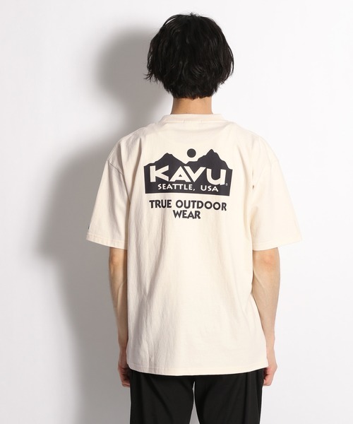 KAVU（カブー）の「【KAVU(カブー)】別注グリズリーロゴＴシャツ（Tシャツ/カットソー・メンズ・ブラック/オフホワイト/オレンジ・MEDIUM/LARGE）」の4枚目の写真