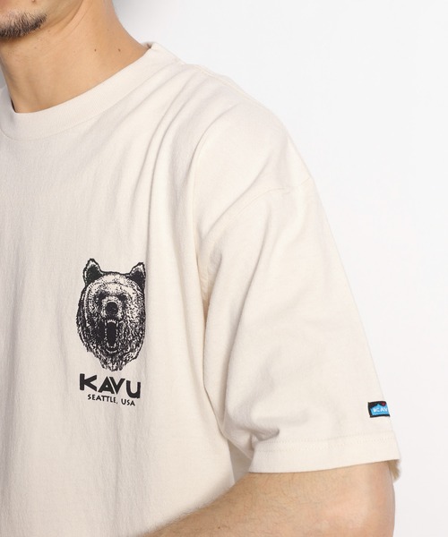 KAVU（カブー）の「【KAVU(カブー)】別注グリズリーロゴＴシャツ（Tシャツ/カットソー・メンズ・ブラック/オフホワイト/オレンジ・MEDIUM/LARGE）」の17枚目の写真