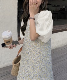 花柄キャミワンピース×ブラウスセットアップ 2枚セット