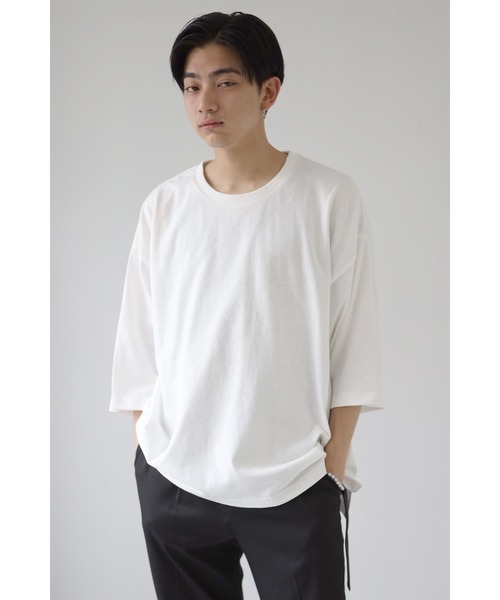 CREARE -LINO-（クレアーレリノ）の「くすみカラー ビッグシルエット ヘビーウエイト ビッグTシャツ<ユニセックス>（Tシャツ/カットソー・メンズ・ホワイト/チャコールグレー/サックスブルー/グリーン/グレイッシュベージュ・M/L）」の2枚目の写真