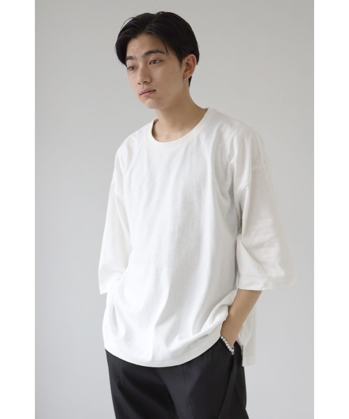 CREARE -LINO-（クレアーレリノ）の「くすみカラー ビッグシルエット ヘビーウエイト ビッグTシャツ<ユニセックス>（Tシャツ/カットソー・メンズ・ホワイト/チャコールグレー/サックスブルー/グリーン/グレイッシュベージュ・M/L）」の6枚目の写真