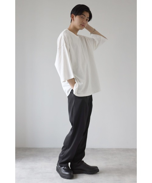 CREARE -LINO-（クレアーレリノ）の「くすみカラー ビッグシルエット ヘビーウエイト ビッグTシャツ<ユニセックス>（Tシャツ/カットソー・メンズ・ホワイト/チャコールグレー/サックスブルー/グリーン/グレイッシュベージュ・M/L）」の17枚目の写真