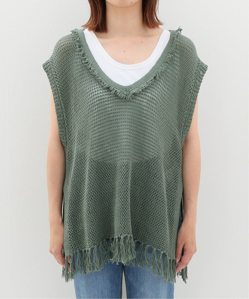 SLOBE citron.（スローブシトロン）の「SLOBE citron. メッシュニットベスト【手洗い可能】◆（ベスト・レディース・カーキ/アイボリー・FREE）」の5枚目の写真