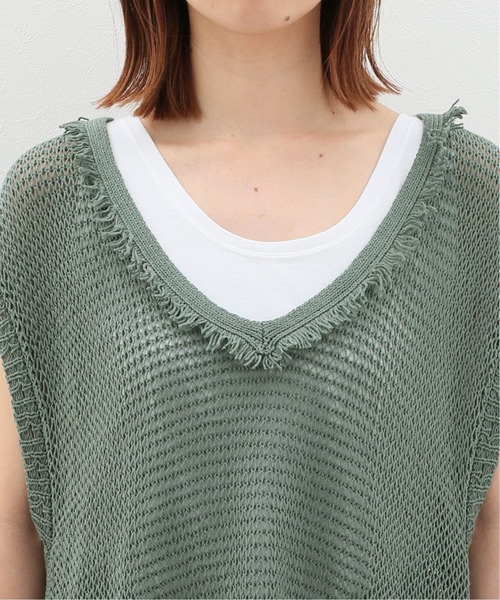 SLOBE citron.（スローブシトロン）の「SLOBE citron. メッシュニットベスト【手洗い可能】◆（ベスト・レディース・カーキ/アイボリー・FREE）」の8枚目の写真