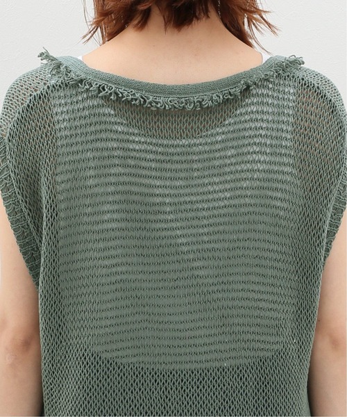 SLOBE citron.（スローブシトロン）の「SLOBE citron. メッシュニットベスト【手洗い可能】◆（ベスト・レディース・カーキ/アイボリー・FREE）」の9枚目の写真