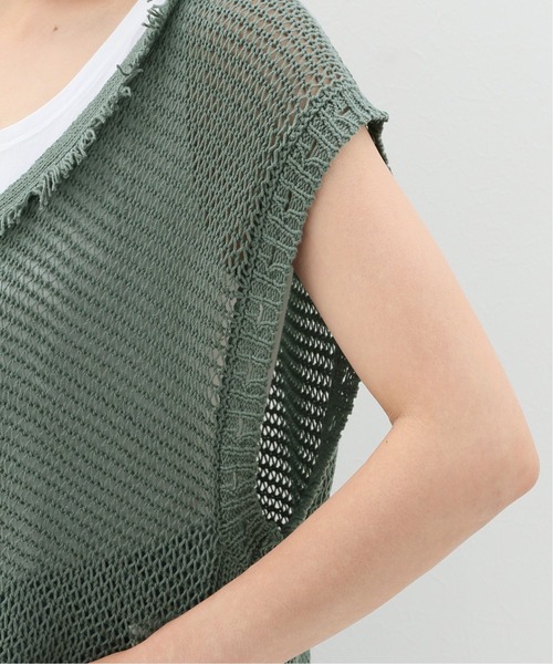 SLOBE citron.（スローブシトロン）の「SLOBE citron. メッシュニットベスト【手洗い可能】◆（ベスト・レディース・カーキ/アイボリー・FREE）」の10枚目の写真