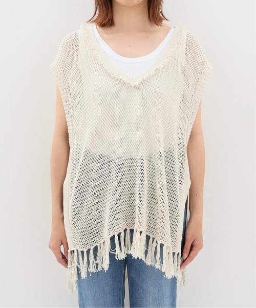 SLOBE citron.（スローブシトロン）の「SLOBE citron. メッシュニットベスト【手洗い可能】◆（ベスト・レディース・カーキ/アイボリー・FREE）」の16枚目の写真