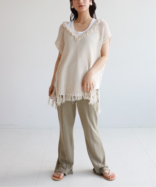 SLOBE citron.（スローブシトロン）の「SLOBE citron. メッシュニットベスト【手洗い可能】◆（ベスト・レディース・カーキ/アイボリー・FREE）」の18枚目の写真