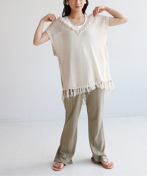 SLOBE citron.（スローブシトロン）の「SLOBE citron. メッシュニットベスト【手洗い可能】◆（ベスト・レディース・カーキ/アイボリー・FREE）」の19枚目の写真