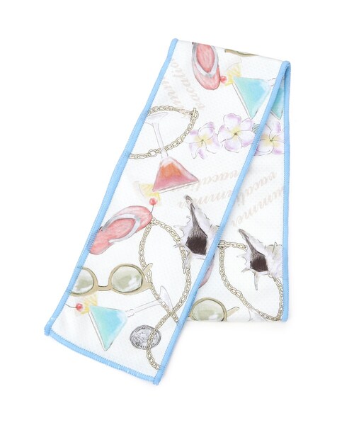 DRESKIP（ドレスキップ）の「◆ひんやりスカーフ ミニ（バンダナ/スカーフ・レディース・ネイビー系/ベージュ系/アイボリー系・00）」の2枚目の写真