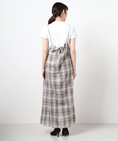 Lugnoncure(ルノンキュール)の「チェックキャミワンピース(ワンピース・レディース・グレー/オレンジ/ベージュ・フリ-)」の5枚目の写真