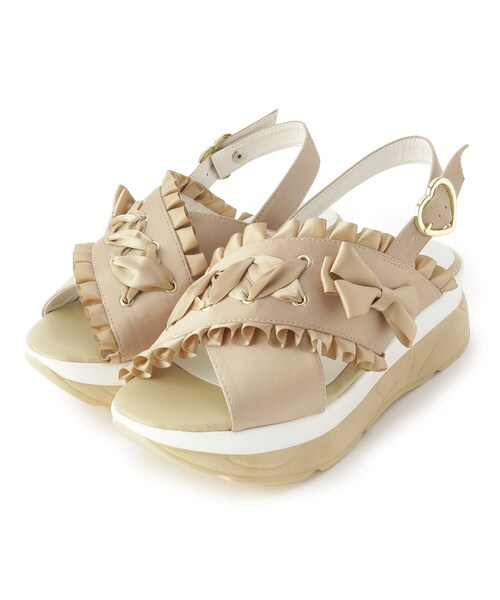 cs T&P(シーエスティーアンドピー)の「フリルスポサン(サンダル・レディース・グレー系2/ブラック系2/ブラック系8/ベージュ系2・S/M/L/LL)」の1枚目の写真