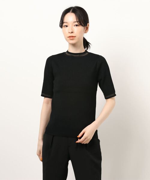 N.（N. Natural Beauty Basic）（エヌエヌナチュラルビューティーベーシック）の「シアーライン五分袖ニット（ニット/セーター・レディース・ホワイト/ブラック/ブルー・MEDIUM）」の9枚目の写真
