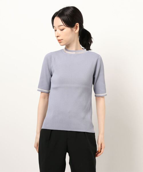 N.（N. Natural Beauty Basic）（エヌエヌナチュラルビューティーベーシック）の「シアーライン五分袖ニット（ニット/セーター・レディース・ホワイト/ブラック/ブルー・MEDIUM）」の12枚目の写真