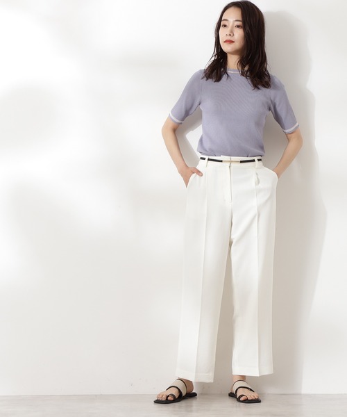 N.（N. Natural Beauty Basic）（エヌエヌナチュラルビューティーベーシック）の「シアーライン五分袖ニット（ニット/セーター・レディース・ホワイト/ブラック/ブルー・MEDIUM）」の10枚目の写真