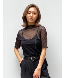 ENVYM | ハーフスリーブシアーＴＯＰＳ(Tシャツ/カットソー)