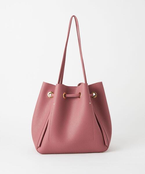 closet story（クローゼットストーリー）の「＜closet story（クローゼットストーリー）＞フェイクレザー メタルリング トートバッグ（ショルダーバッグ・レディース・ベージュ/ピンク・FREE）」の4枚目の写真