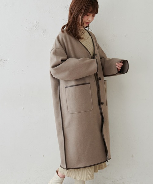 natural couture（ナチュラルクチュール）の「【WEB限定・大好評リバイバルアイテム】キルトライナー付きパイピングコート（その他アウター・レディース・モカ/ベージュ/オフホワイト・FREE）」の3枚目の写真