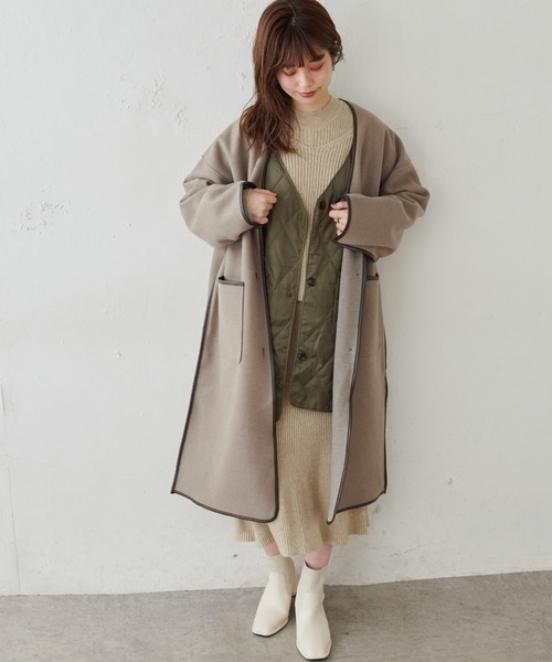 natural couture（ナチュラルクチュール）の「【WEB限定・大好評リバイバルアイテム】キルトライナー付きパイピングコート（その他アウター・レディース・モカ/ベージュ/オフホワイト・FREE）」の8枚目の写真