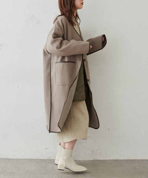 natural couture（ナチュラルクチュール）の「【WEB限定・大好評リバイバルアイテム】キルトライナー付きパイピングコート（その他アウター・レディース・モカ/ベージュ/オフホワイト・FREE）」の9枚目の写真