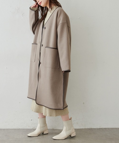 natural couture（ナチュラルクチュール）の「【WEB限定・大好評リバイバルアイテム】キルトライナー付きパイピングコート（その他アウター・レディース・モカ/ベージュ/オフホワイト・FREE）」の4枚目の写真