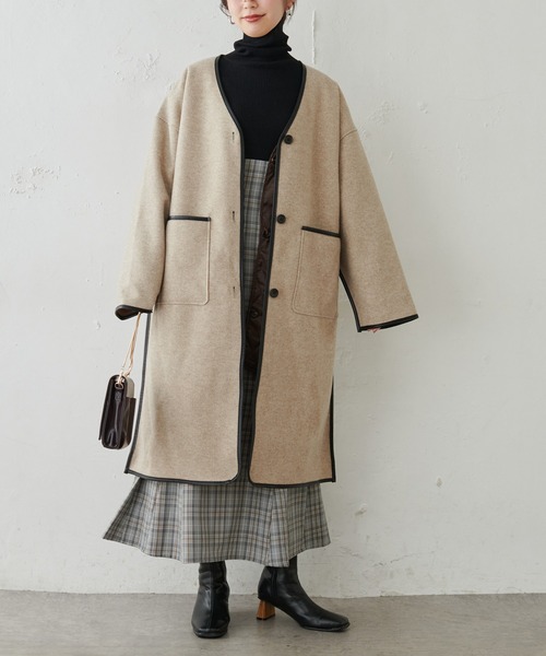 natural couture（ナチュラルクチュール）の「【WEB限定・大好評リバイバルアイテム】キルトライナー付きパイピングコート（その他アウター・レディース・モカ/ベージュ/オフホワイト・FREE）」の7枚目の写真