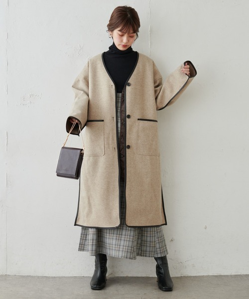 natural couture（ナチュラルクチュール）の「【WEB限定・大好評リバイバルアイテム】キルトライナー付きパイピングコート（その他アウター・レディース・モカ/ベージュ/オフホワイト・FREE）」の6枚目の写真