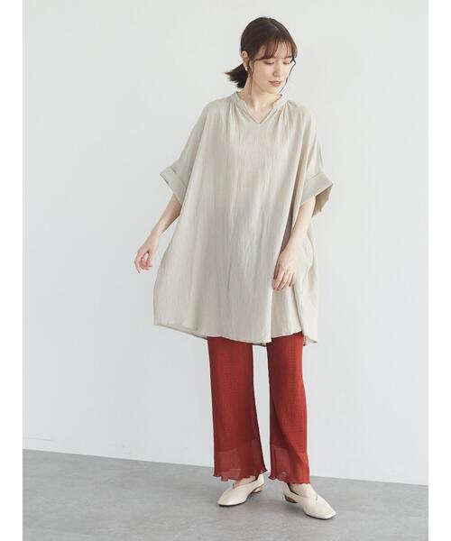 Green Parks(グリーンパークス)の「さらっと楊柳パンツ*(その他パンツ・レディース・ブラック/オレンジ/ライトベージュ・FREE)」の12枚目の写真