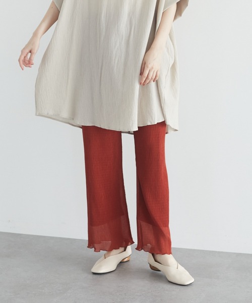 Green Parks(グリーンパークス)の「さらっと楊柳パンツ*(その他パンツ・レディース・ブラック/オレンジ/ライトベージュ・FREE)」の3枚目の写真