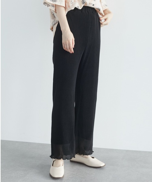 Green Parks(グリーンパークス)の「さらっと楊柳パンツ*(その他パンツ・レディース・ブラック/オレンジ/ライトベージュ・FREE)」の2枚目の写真